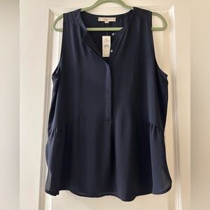 LOFT peplum Navy Sleeveless Blouse